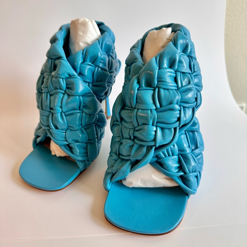 Bottega Veneta Off White intrecciato Board heeledSandals